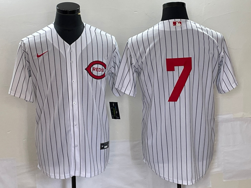 Men's Cincinnati Reds Spencer Steer #7 White 2022 MLB at Field of Dreams Authentic Jersey